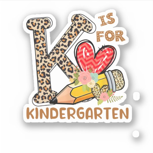 Leopard Flowers Kindergarten terug naar school Sticker (Voorkant)