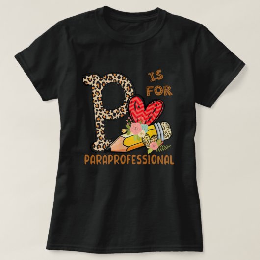 Leopard Flowers Paraprofessional terug naar school T-shirt (Design voorkant)