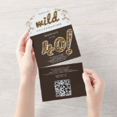 Leopard Folie Ballon 40th Birthday QR Code RSVP All In One Uitnodiging (Afscheurbaar)