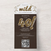 Leopard Folie Ballon 40th Birthday QR Code RSVP All In One Uitnodiging (Binnen)
