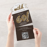 Leopard Folie Ballon 60th Birthday QR Code RSVP Al All In One Uitnodiging<br><div class="desc">Leopard Folie Balloon Script Modern Verjaardagsontwerp. Overeenkomende producten zijn te vinden in Leopard Folie Balloon Adult Birthday collectie.</div>