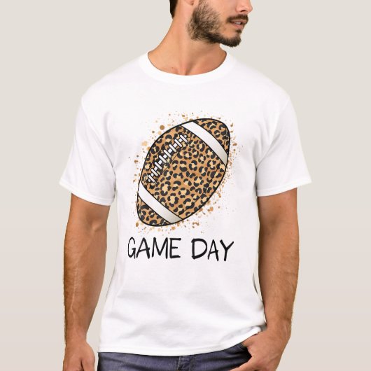 Leopard Football Mom Game T-shirt (Voorkant)