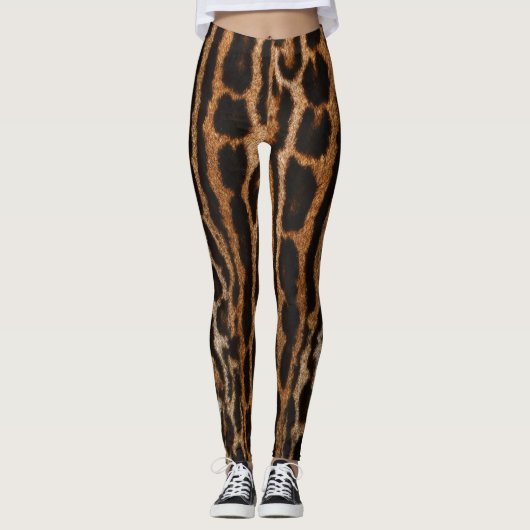 Leopard Fur achtergrond textuur Leggings (Voorkant)