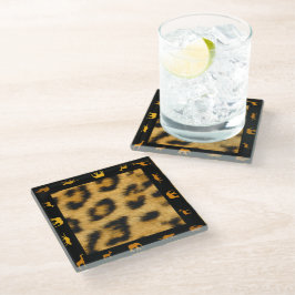 Leopard Fur African Border - Glass Onderzetter