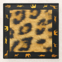 Leopard Fur African Border - Glass Onderzetter