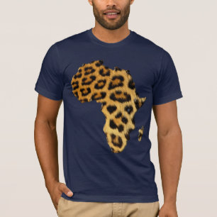 Leopard Fur-effect Kaart van AFRIKA Mode T-shirt