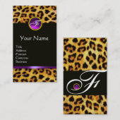 LEOPARD FUR, PAARSE ZWARTE GEMSTONE MONOGRAM VISITEKAARTJE (Voorkant / Achterkant)