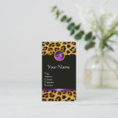 LEOPARD FUR, PAARSE ZWARTE GEMSTONE MONOGRAM VISITEKAARTJE (Staand voorkant)