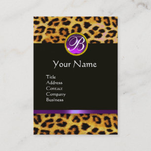 LEOPARD FUR, PAARSE ZWARTE GEMSTONE MONOGRAM VISITEKAARTJE