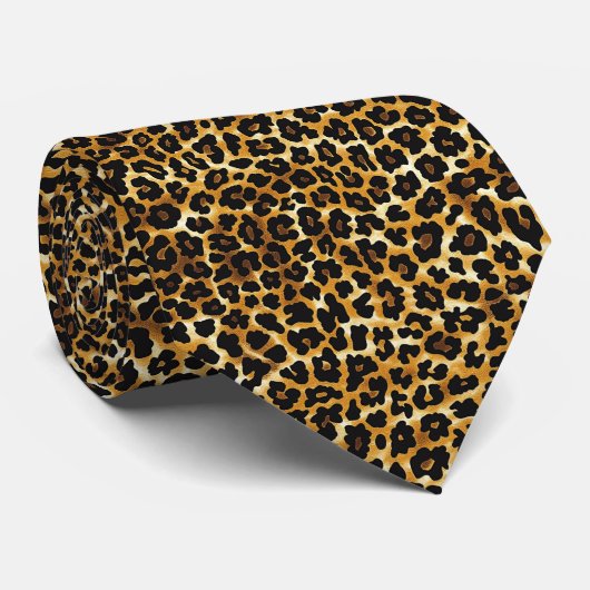 Leopard Fur Pattern Stropdas (Opgerold)