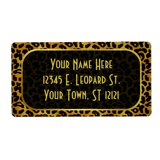 Leopard Fur Print Animal Patroon Etiket (Voorkant)