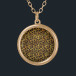 Leopard Fur Print Animal Patroon Goud Vergulden Ketting<br><div class="desc">Dit trendy ketting is voorzien van een splottig bladdruppelpatroon met zwarte vlekken op een oranje-geel-gouden bontachtergrond. Haal de wilde kat in je met dit coole feliene ontwerp. Het is de perfecte gedurfde,  originele zoektocht naar dierenvrienden. Bekijk onze winkel voor overeenkomende objecten.</div>