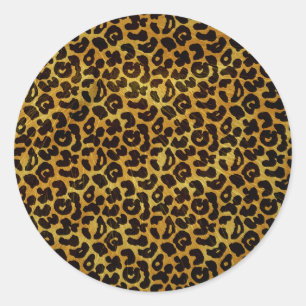 Leopard Fur Print Animal Patroon Ronde Sticker