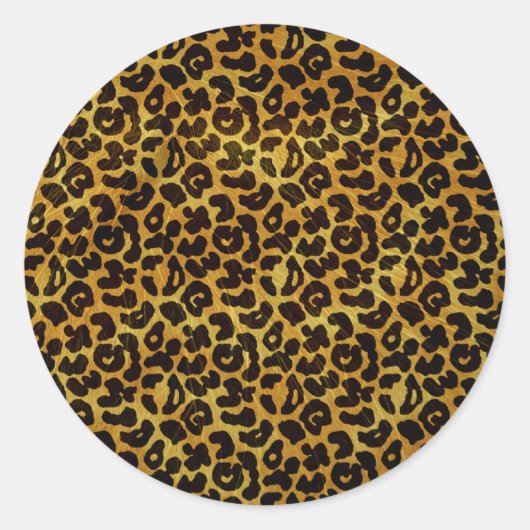 Leopard Fur Print Animal Patroon Ronde Sticker (Voorkant)