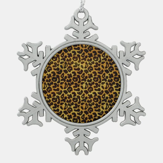 Leopard Fur Print Animal Patroon Tin Sneeuwvlok Ornament (Voorkant)