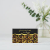 Leopard Fur Print Animal Patroon Visitekaartje (Staand voorkant)