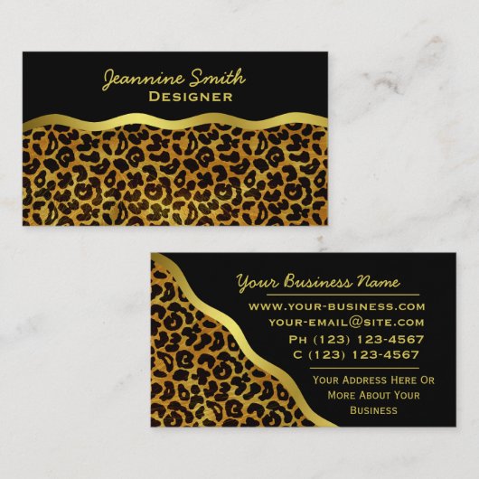Leopard Fur Print Animal Patroon Visitekaartje (Voorkant / Achterkant)