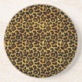Leopard Fur Print Animal Patroon Zandsteen Onderzetter (Voorkant)