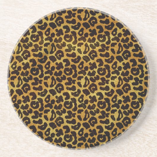 Leopard Fur Print Animal Patroon Zandsteen Onderzetter (Voorkant)