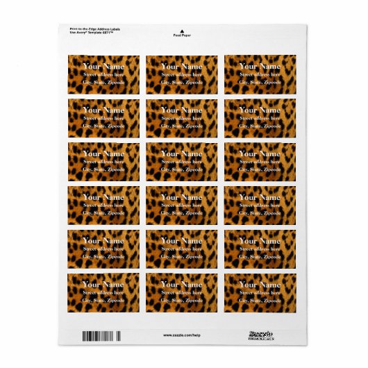 Leopard Fur Print Etiket (Full Sheet)