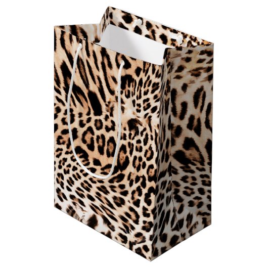 Leopard Fur Print Medium Cadeauzakje (Voorkant Gekanteld)