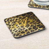 Leopard Fur Print Monogram Onderzetter (Linkerzijde)