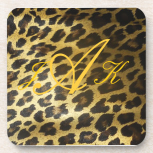 Leopard Fur Print Monogram Onderzetter