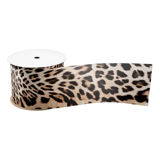 Leopard Fur Print Satijnen Lint (Spoel)