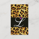 LEOPARD FUR RIBBON, PAARSE ZWARTE GEMSTONE MONOGRA VISITEKAARTJE (Achterkant)
