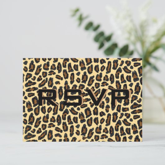 Leopard Fur Wedding Reception RSVP (Staand voorkant)