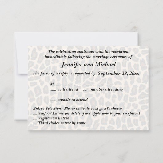 Leopard Fur Wedding Reception RSVP (Achterkant)
