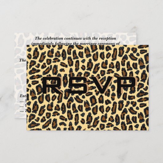 Leopard Fur Wedding Reception RSVP (Voorkant / Achterkant)