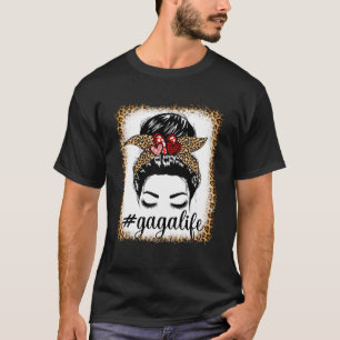 Leopard Gaga Leven Messy Bun Bleaches Moederdag T-shirt