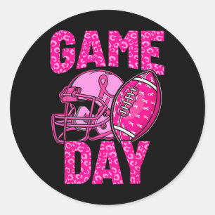Leopard Game Day Pink American Football Tackle Bre Ronde Sticker