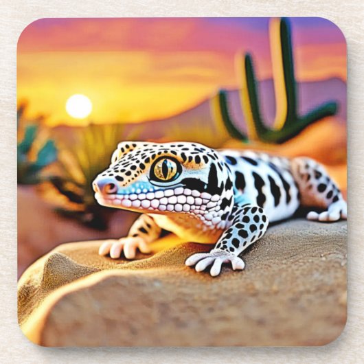 Leopard Gecko Desert Design Bier Onderzetter (Voorkant)