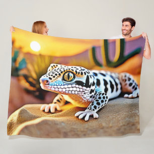 Leopard Gecko Desert Design Fleece Deken