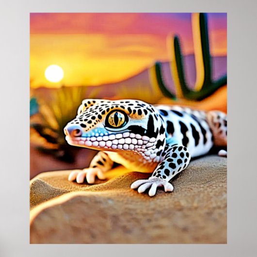 Leopard Gecko Desert Design Poster (Voorkant)