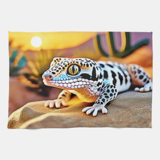 Leopard Gecko Desert Design Theedoek (Horizontaal)
