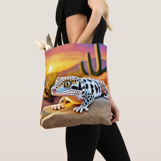 Leopard Gecko Desert Design Tote Bag (Dichtbij)