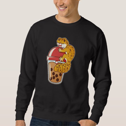 Leopard Gecko Drink Boba Bubble Tea Trui (Voorkant)