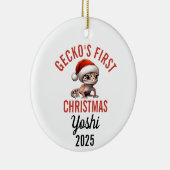 Leopard Gecko First Christmas 2025 Keramisch Ornament (Rechts)