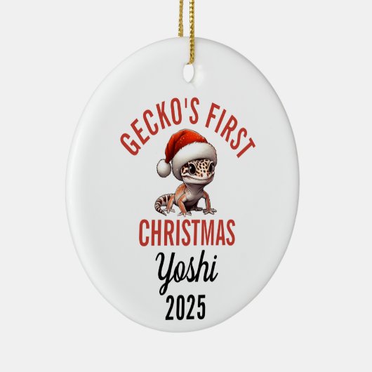 Leopard Gecko First Christmas 2025 Keramisch Ornament (Rechts)