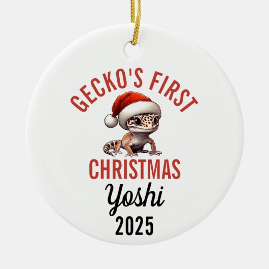 Leopard Gecko First Christmas 2025 Keramisch Ornament (Voorkant)
