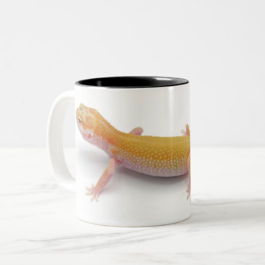 Leopard Gecko Lizard Tweekleurige Koffiemok (Voorkant links)
