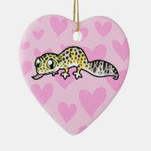 Leopard Gecko Love (voeg je eigen bericht toe) Keramisch Ornament (Rechts)