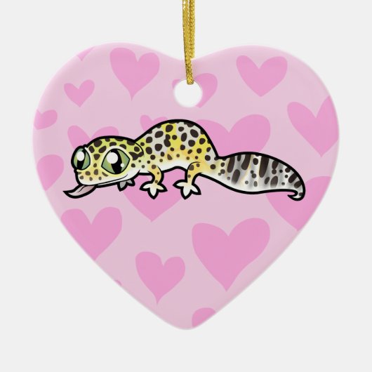 Leopard Gecko Love (voeg je eigen bericht toe) Keramisch Ornament (Voorkant)
