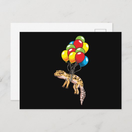 Leopard Gecko met ballonnen cadeau Briefkaart (Voorkant / Achterkant)