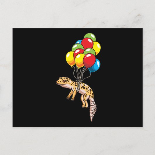 Leopard Gecko met ballonnen cadeau Briefkaart (Voorkant)