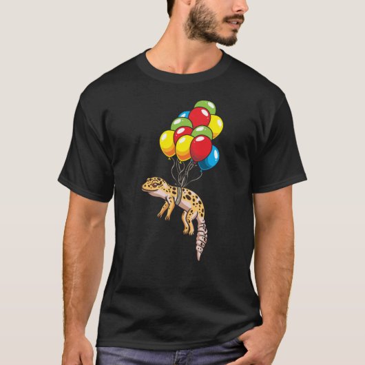 Leopard Gecko met ballonnen cadeau T-shirt (Voorkant)
