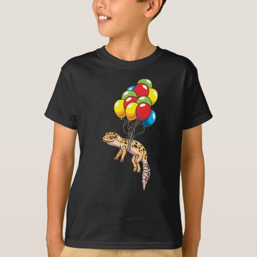 Leopard Gecko met ballonnen cadeau T-shirt (Voorkant)